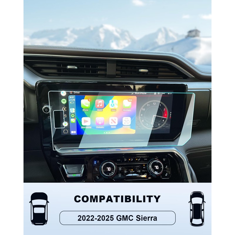 For 2026 GMC Sierra Clear 9H Tempered Glass Screen Protector