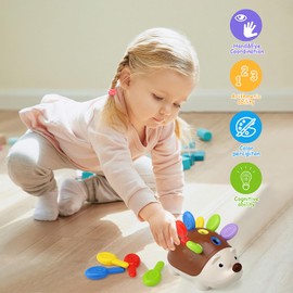 BelleStyle Baby Sensory Montessori Toys for 1 Year Old, Hedgehog Fine Motor Skills Toys Sorting Game Development Activity Toys Educational Learning Travel Toys for Toddlers Boys Girls 1 2 3 Years Old
