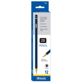 BAZIC PRODUCTS Drawing Sketching Pencil Set, 2B Professional Graphite Sketch Art Kit Pencils, for Pro Artists Adults Beginners (12/Pack), 1-Pack