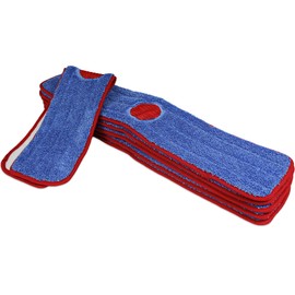 CleanAide Spot Cleaning Twist Yarn Microfiber Mop Pad with Scrubber 18 Inches Red 6 Pack