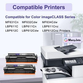 ManyJets 045H 045 Black Toner Cartridge Replacement for Canon CRG-045H High Yield for Color imageCLASS MF634Cdw, MF632Cdw, LBP612Cdw, MF632, MF634, LBP610C Series Printers (2 Pack,Black)