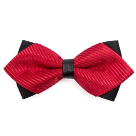 DonDon spitze Herren Fliege Schleife im Retro Look mit Haken gebunden vorgebunden und längenverstellbar rot gestreift