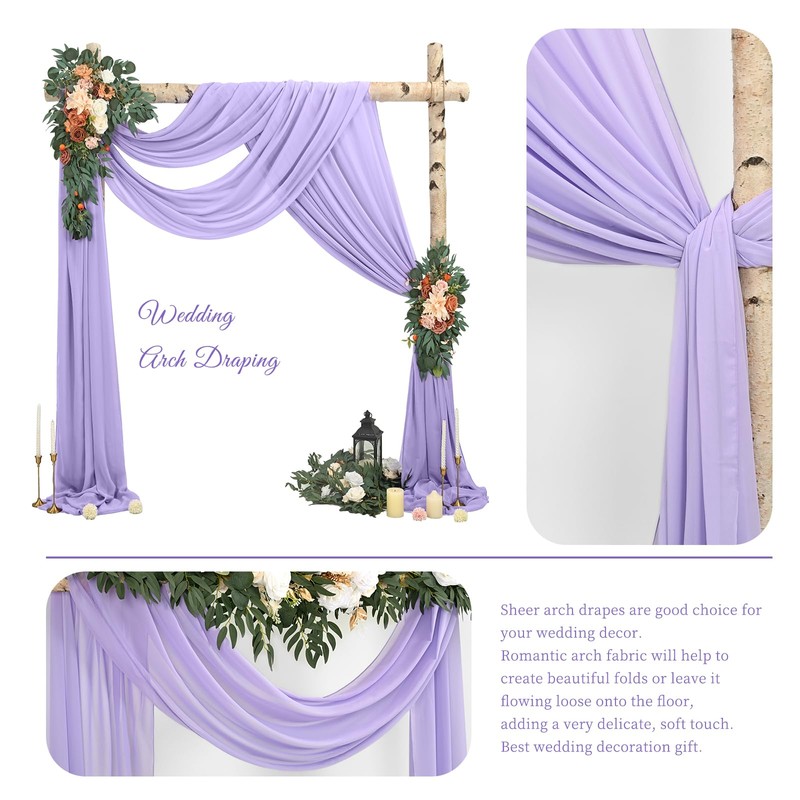 Wedding Arch Draping Fabric,8 Panels 28" x20ft Lavender Purple Wedding
