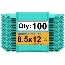 iMBAPrice 100-Pack #2 (8.5" x 12") Premium Hot Teal Color Self Seal Poly Bubble Mailers Padded Shipping Envelopes (Total 100 Bags)