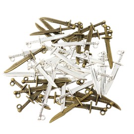 Honbay 40PCS Alloy Swords Knife Charms Pendant Mini Antique Sword Pendants for Earrings Bracelet Necklace Jewelry Making (2 Color)