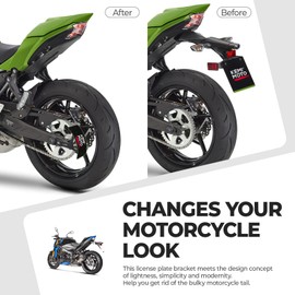 KEMIMOTO Motorcycle License Plate Bracket Universal Curved Side License Plate Holder for Sportster Softail Dyna Sport Bike Compatible with Cruiser Iron 883 1200 Street Glide Forty Eight Sportster s