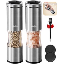 Bundled Sangcon Salt and Pepper Grinder Set Manual Mills - Stainless Steel Refillable Large Capacity