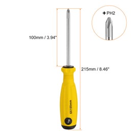 sourcing map PH2 Phillips Screwdriver #2 8.5" Magnetic Screwdrivers 3.9" CR-V with Ergonomic Handle for DIY Repairing, Yellow