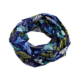 bettina bruder - Women's Loop Tube Scarf Flowers Blue Green 100% Cotton, blue