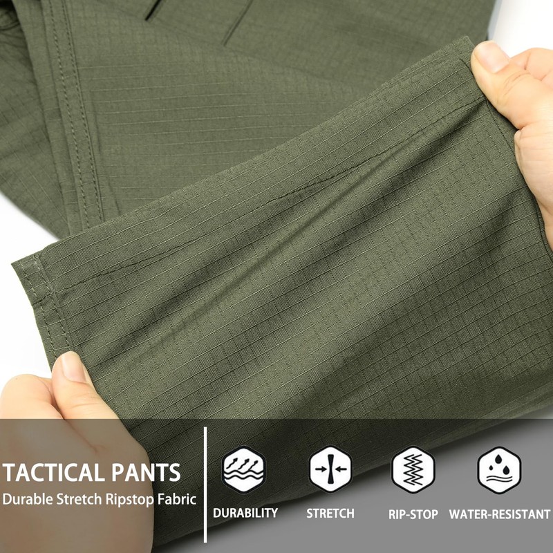 Hiwise Men's Stretch Tactical Pants Water Resistant Ripstop Cargo Pants
