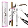 Curved Eyebrow Pen 2-in-1 Dual-Ended Microblading Eyebrow pencil and Eyeliner 3D Waterproof Eyebrow Pen Create Natural Hair Like Brows with Micro Fork Tip and Precise Brush Tip (01# 1pc)