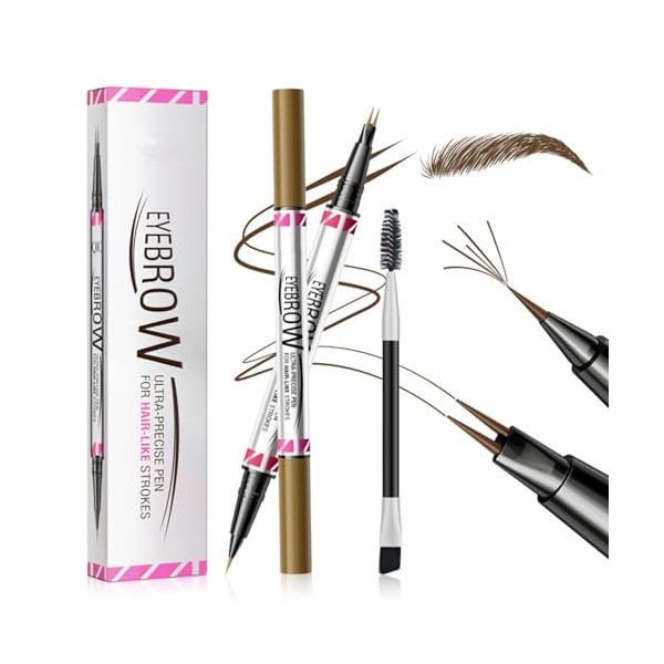 Curved Eyebrow Pen 2-in-1 Dual-Ended Microblading Eyebrow pencil and Eyeliner