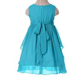 Bow Dream - Vestido de chifón con volantes para niña, Azul (Peacock Blue), 12