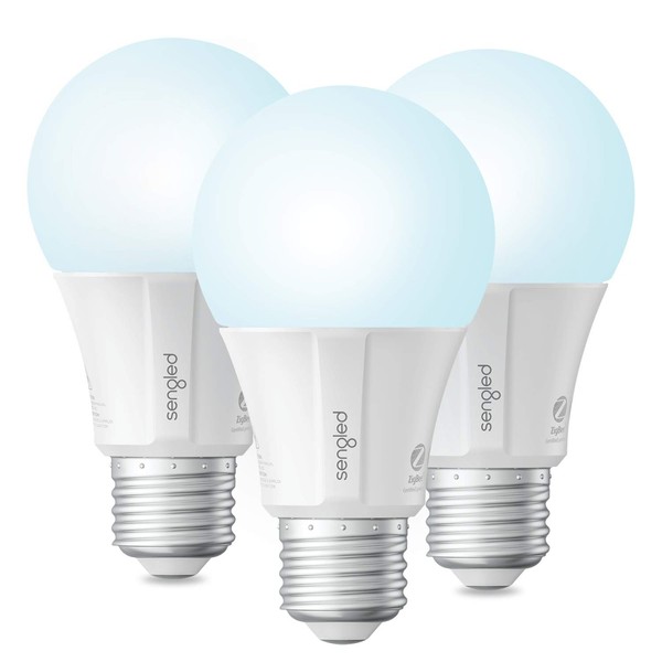 Sengled Zigbee Smart Light Bulbs, Smart Hub Required, Works with SmartThings and Echo with Built-in Hub, Voice Control with Alexa and Google Home, Daylight 60W Equivalent A19 Alexa Light Bulb, 3 Pack