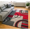 Well Woven Galaxy Waves Grey & Red Geometric Circles Ruby