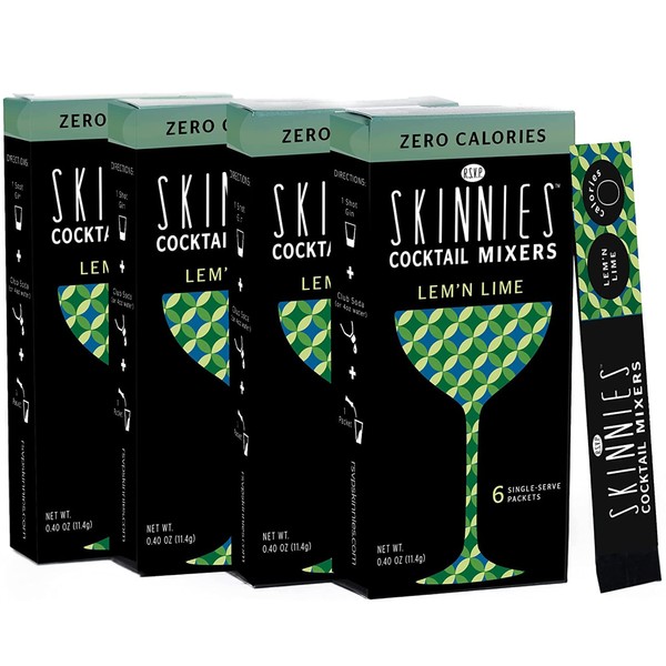 RSVP Skinnies - Mezcladores de 0 calorías - Mezcla agria limón y lima, 4 cajas (6 paquetes por caja)