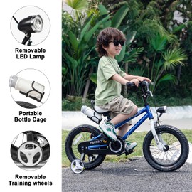 Glerc Fantacy Kids Bike 12 14 16 Inch Bicycle for Age 2 3 4 5 6 7 Year Old Boys & Girls with Training Wheels & Bottle Cage & Headlight Birthday Blue