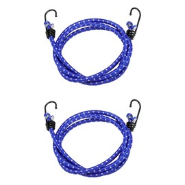 HARFINGTON 2Pcs Bungee Cord with Hooks 60" Rubber Bungee Cords Heavy Duty Tie Down Straps with Metal Hooks for Cars Outdoor Camping Straps, Blue