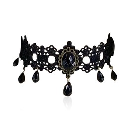 Gothic Jewellery Women's Necklace Women's Jewellery, Black Lace Gothic Accessories Steampunk Necklace, Girls Vampire Chain Women, Choker Costume Accessories, Punk Lace for Cosplay Party Vintage