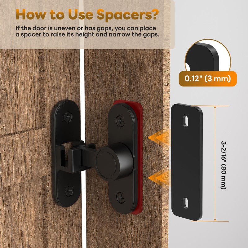 Barn Door Locks, 90/180 Degree Right Angle Flip Gate Latch