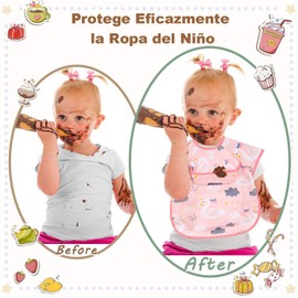 baberos con bolsillo… (Cisne + arco iris + corona)