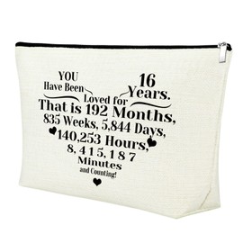 16 Year Old Girl Gift Ideas Makeup Bag 16th Birthday Gifts for Girl Sweet Sixteen Gifts for Girls Cosmetic Bag Birthday Party Gifts for Women Daughter Niece Sister Cousin 16th Birthday Gift from Mom