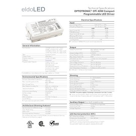 eldoLED 2743W1 (Osram 57351) Optotronic 40W 120/277V CA 50/60Hz Controlador LED compacto regulable de corriente constante OTi 40W/120-277/1A4 DIM-1
