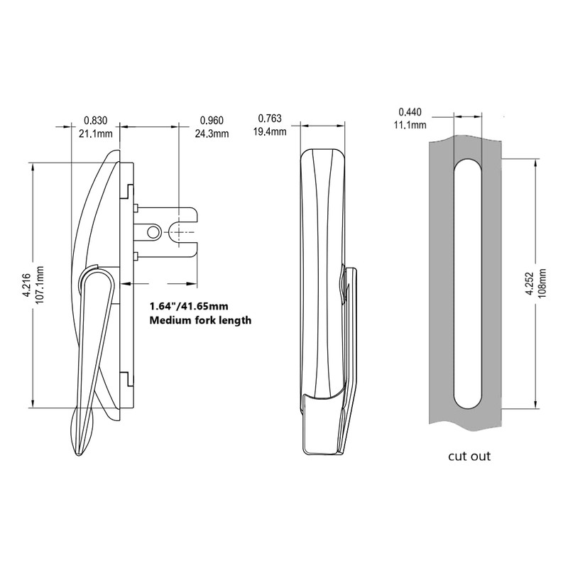 ACME window hardware Multi Point Locking Handle, Medium Fork Length,