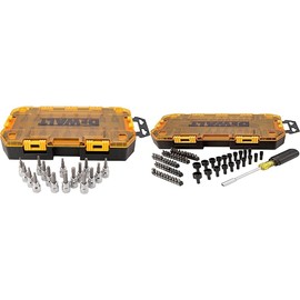 DEWALT Drive Bit Socket Set, 3/8" Drive, SAE/Metric, 17-Piece (DWMT73806) & Screwdriver Bit Set with Nut Drivers, 71-Piece (DWMT73808)