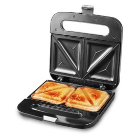Elite Gourmet ESM2207XSS Sandwich Panini Maker Grilled Cheese, Machine Tuna Melt Omelets Non-stick Cooking Surface, 2 Slice, 750 Watts, Stainless Steel