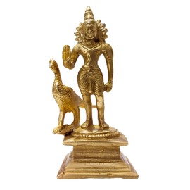 athizay Brass kartikeya Statue with Peacock in Virgin Brass 11cm Tall Lord Murugan Idol for Home and Office