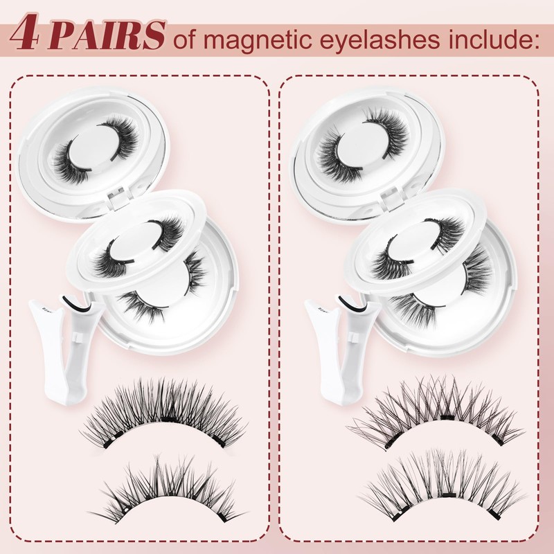 Magnetic Eyelashes 4Pairs Magnetic Lashes with Applicator(A4)