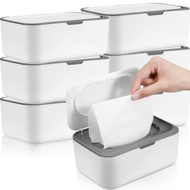 6 Pack Baby Wipes Dispenser Wipe Holder with Lids Refillable Container with Sealing Design Keeps Fresh Easy Open and Close for Bathroom Baby Nursery(Dark Gray)