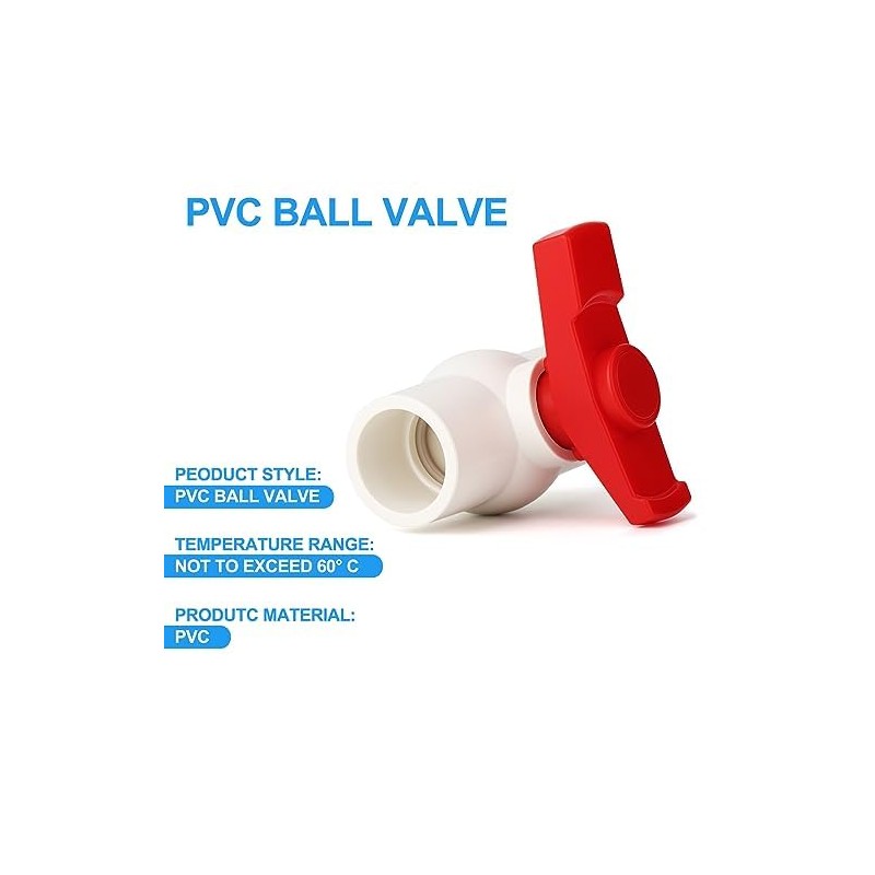 ERGAOBOY 5Pcs PVC Ball Valves, 25MM Water Pipe Shut-Off Valve