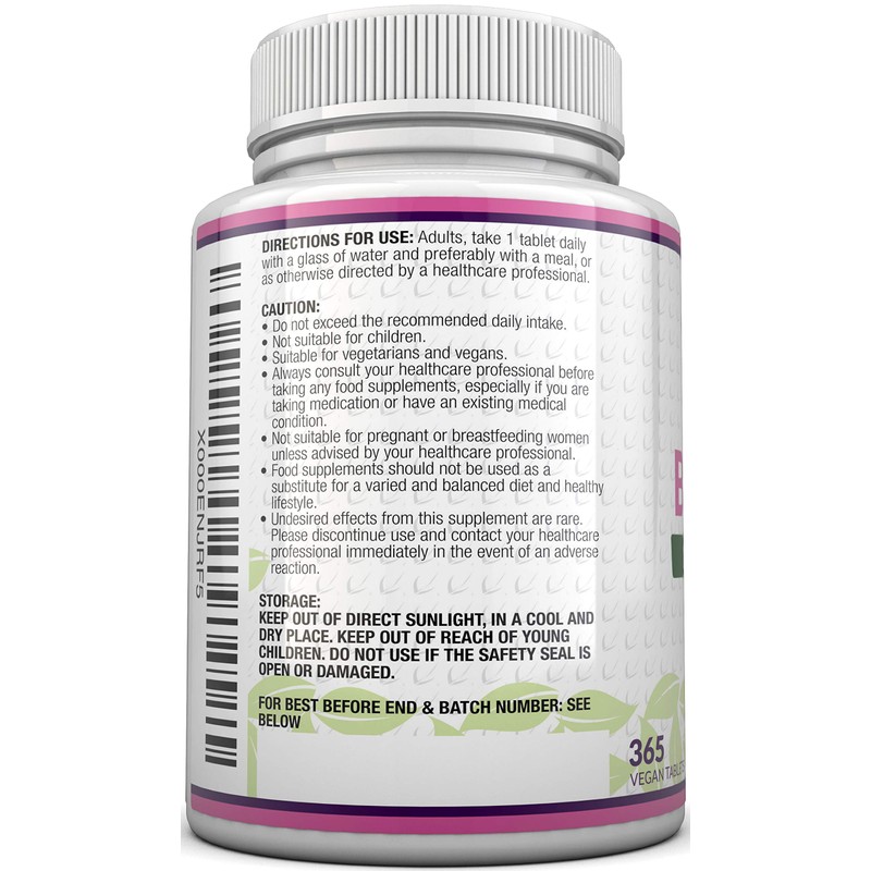 Biotin Hair Growth Supplement - 365 Vegan Tablets (Full Year