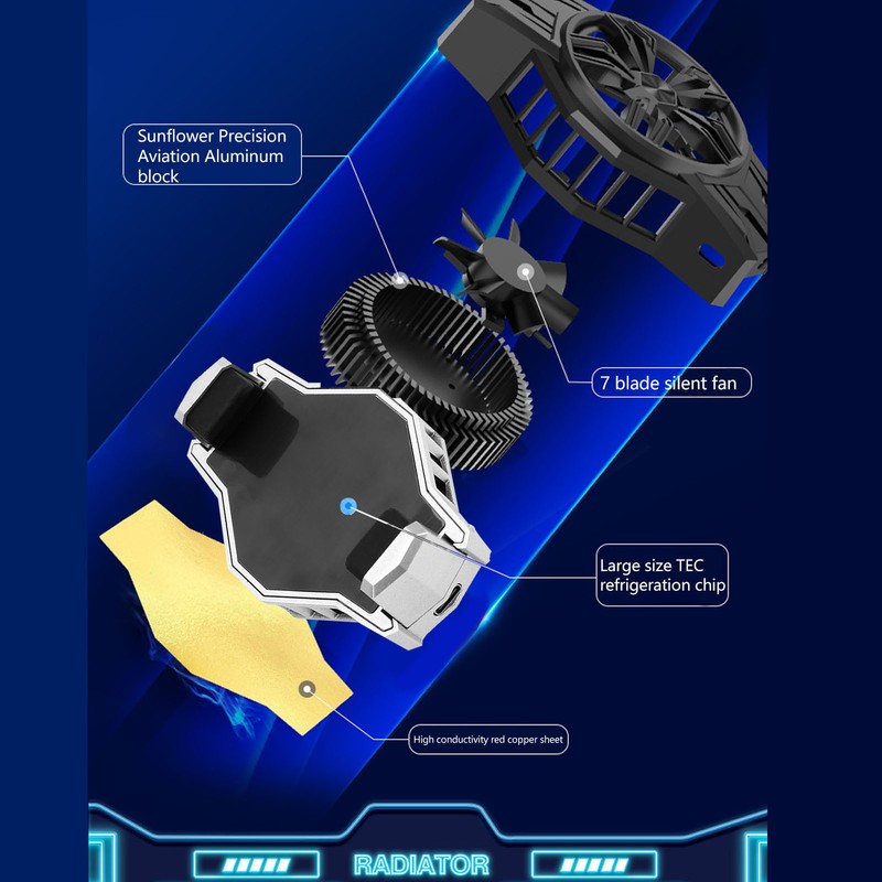 Phone Cooler Cell Phone Cooling Fan with Clip Mobile Phone
