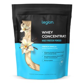 LEGION Whey Protein Powder - Naturally Flavored Whey Protein Concentrate with BCAAs - Supports Muscle Growth & Recovery, Gluten Free, No Added Sugar Protein Powder - Vanilla Flavor (30 Servings)