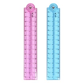 2 PCS Folding Ruler, 30cm Foldable Ruler Clear Ruler 15cm Transparent Straight Ruler Shatterproof Plastic Ruler Flexible Ruler Geometric Ruler For School Kids Office