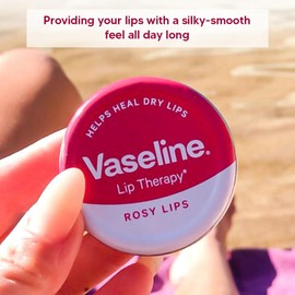 Pack of 6 Vaseline Lip Therapy Rosy Lips 20g Tin | Petroleum Jelly Lip Balm for Dry, Chapped & Cracked Lips | Moisturising Lip Care with Soft Rosy Tint | Mini Pocket Travel Size
