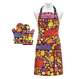 3pc Ashdene Puli Puli Adjustable Apron/Oven Mitt/Glove Heat Resistant Set Cotton