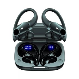 SGNICS for CAT S62 Wireless Earbuds Headphones with Charging Case & Dual Power Display Over-Ear Waterproof Earphones with Earhook Headset with Mic for Sport Running Workout Black