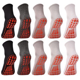 NOVAYARD 10 Pairs Stopper Socks Grip Non-Slip Socks Pilates Yoga Socks Non-Slip House Socks for Men and Women, Basic colour