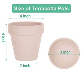 vensovo 4 Inch Small Pink Terracotta Plant Pots with Saucer - 6 Pack Clay Flowerpots with Drainage, Great for Indoor Outdoor Plants, Crafts, Wedding Favor