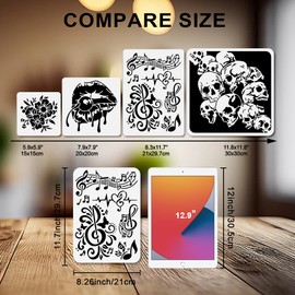 MAYJOYDIY Musical Notes Stencil Floral Note Stencil 11.7×8.3inch with Paint Brush Pentatonic Note Stencil Reusable Music Theme Art Template for Painting on Wood Window DIY Project