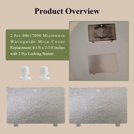 2 Pcs 00617090 Microwave Waveguide Mica Cover Replacement with 2 Pcs Locking Button, Fit for Bosch Microwaves, Alternate Part Numbers Include AP5806321, 3278343, PS9492671, 617090, 12014089
