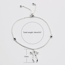 R.Universe 925 Sterling Silver Bow Charm Adjustable Bracelet 24cm/9.5", Dainty Minimalist Jewellery Girlfriend Bestfriend Gift For Her Elegant Everyday Jewellery