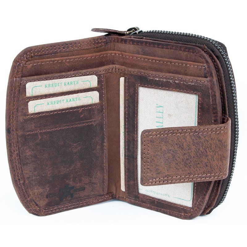 Natural Brown Bifold Designed Genuine Leather Wallet Green Valley