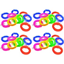 aloala Wrist Key Elastic Coil Key Ring Spiral Spring Band Locker (5 Colors, 100 Pieces)