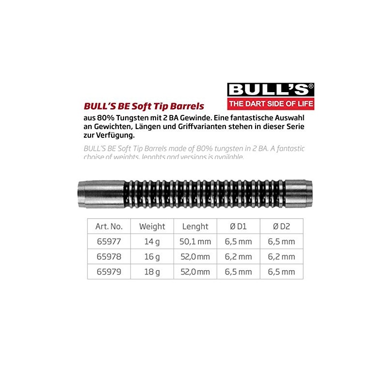 Bulls Be 21 Soft Darts Barrel Silver, 16G