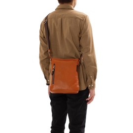 Doubles JPU-7460 Shoulder Bag, Men's, Women's, Cross-body Design, Simple, Genuine Leather, Small, Camel